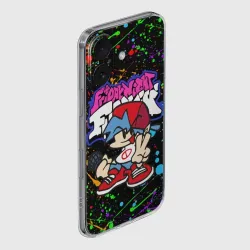Чехол для iPhone 16 силиконовый с защитой камеры Friday night Funkin брызги красок, герой - фото 2