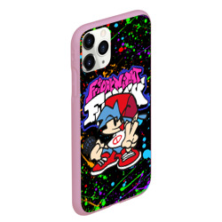 Чехол для iPhone 11 Pro Max матовый Friday night Funkin брызги красок, герой - фото 2