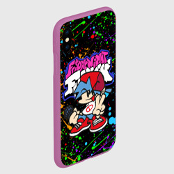 Чехол для iPhone XS Max матовый Friday night Funkin брызги красок, герой - фото 2