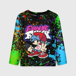 Детский лонгслив 3D Friday night Funkin брызги красок, герой
