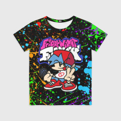 Детская футболка 3D Friday night Funkin брызги красок, герой