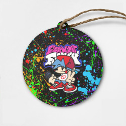 Деревянная игрушка круг Friday night Funkin брызги красок, герой