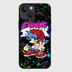 Чехол для iPhone 13 mini Friday night Funkin брызги красок, герой