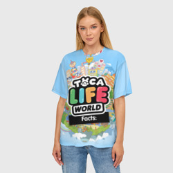 Женская футболка oversize 3D Toca Boca world, планета игры - фото 2