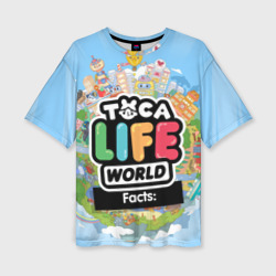 Женская футболка oversize 3D Toca Boca world, планета игры