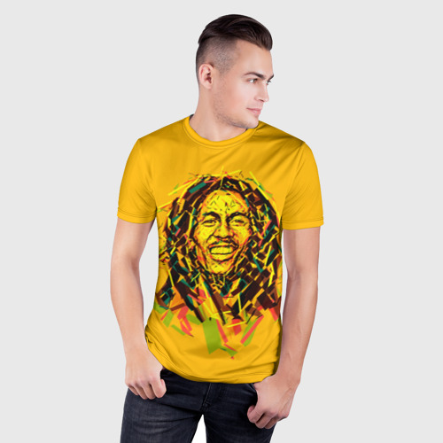 Мужская футболка 3D Slim с принтом Радостный Боб, фото на моделе #1