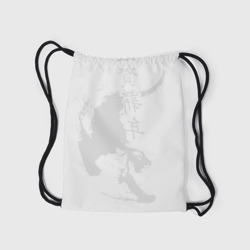 Рюкзак с принтом Китайский тигр с иероглифами для любого человека, вид сзади №2. Цвет основы: белый