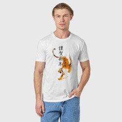 Мужская футболка хлопок Китайский тигр - иероглифы - фото 2