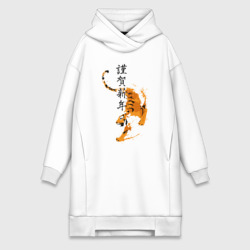 Платье-худи хлопок Китайский тигр - иероглифы