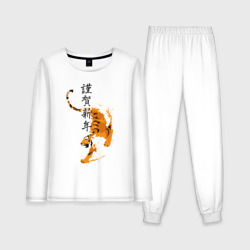 Женская пижама с лонгсливом хлопок Китайский тигр - иероглифы