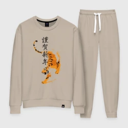 Женский костюм хлопок Китайский тигр - иероглифы