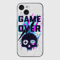 Чехол для iPhone 15 силиконовый с защитой камеры Game over - neon 3D