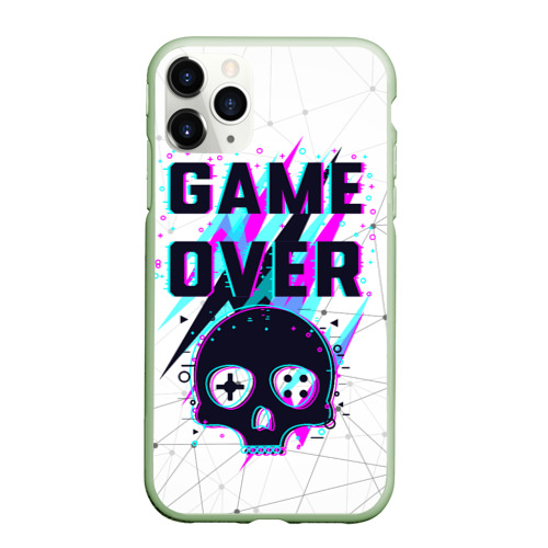 Чехол для iPhone 11 Pro матовый Game over - neon 3D, цвет салатовый