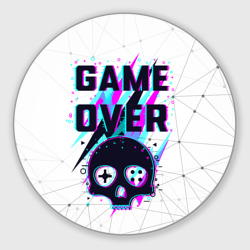 Круглый коврик для мышки Game over - neon 3D