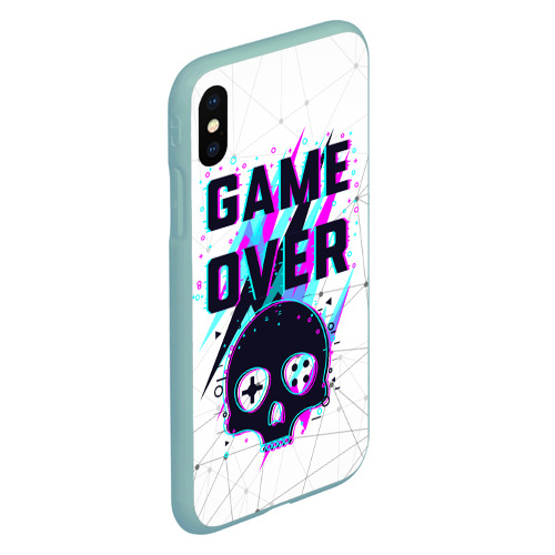 Чехол для iPhone XS Max матовый Game over - neon 3D, цвет мятный - фото 3