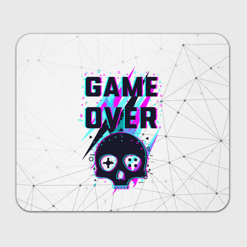 Прямоугольный коврик для мышки Game over - neon 3D