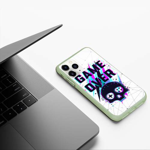 Чехол для iPhone 11 Pro матовый Game over - neon 3D, цвет салатовый - фото 5