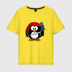 Мужская футболка хлопок Oversize Пингвин пират