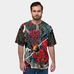 Мужская футболка oversize 3D Бог грома Райдзин - фото 2