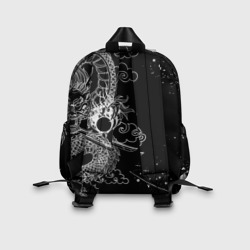 Рюкзак с принтом Аниме Tokyo Revengers: дракон для ребенка, вид на модели сзади №2. Цвет основы: белый