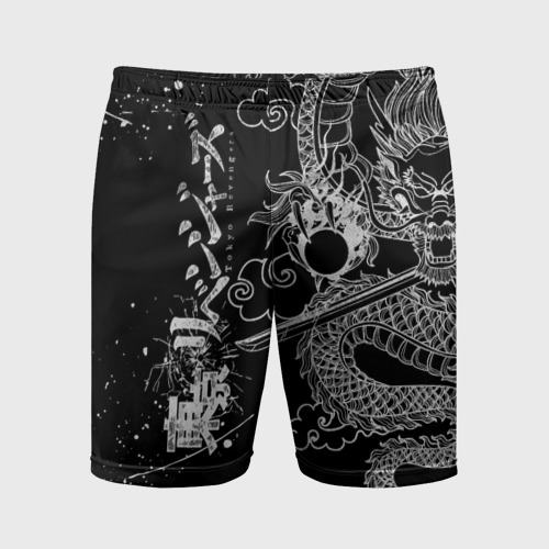Мужские шорты спортивные с принтом Аниме Tokyo Revengers: дракон, вид спереди №1