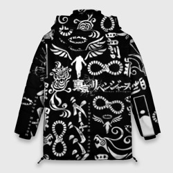 Куртка с принтом Токийские мстители логобомбинг Tokyo Revengers logobombing для женщины, вид сзади №1. Цвет основы: черный