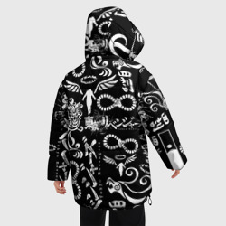 Куртка с принтом Токийские мстители логобомбинг Tokyo Revengers logobombing для женщины, вид на модели сзади №2. Цвет основы: черный