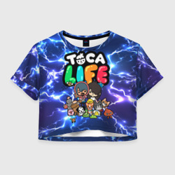 Женская футболка Crop-top 3D Toca Boca world молнии flash neon