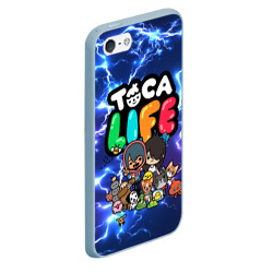 Чехол для iPhone 5/5S матовый Toca Boca world молнии flash neon - фото 2