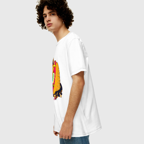 Мужская футболка хлопок Oversize HotDog, цвет белый - фото 5