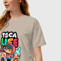 Женская футболка хлопок Oversize Toca Boca world Toca life Герои игры - фото 2