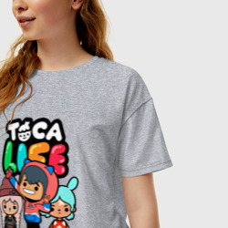 Женская футболка хлопок Oversize Toca Boca world Toca life Герои игры - фото 2