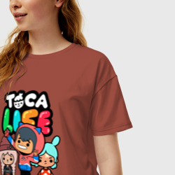 Женская футболка хлопок Oversize Toca Boca world Toca life Герои игры - фото 2