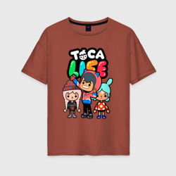 Женская футболка хлопок Oversize Toca Boca world Toca life Герои игры