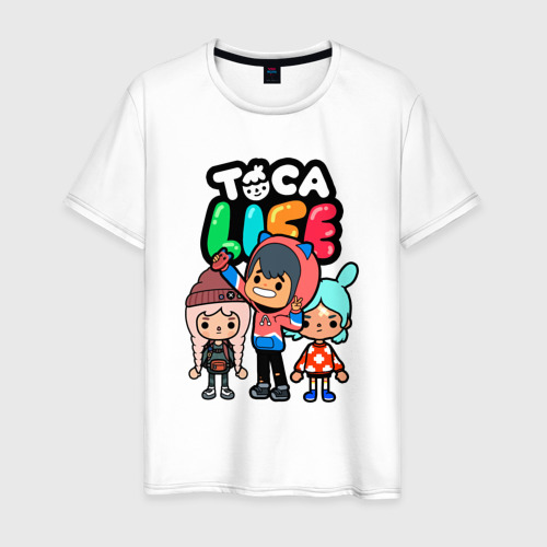 Мужская футболка из хлопка с принтом Toca Boca world Toca life Герои игры, вид спереди №1