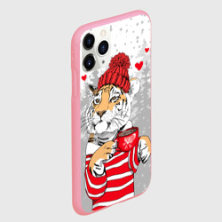 Чехол для iPhone 11 Pro Max матовый Тигр с чашкой кофе - фото 2