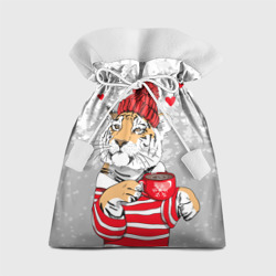 Подарочный 3D мешок Тигр с чашкой кофе