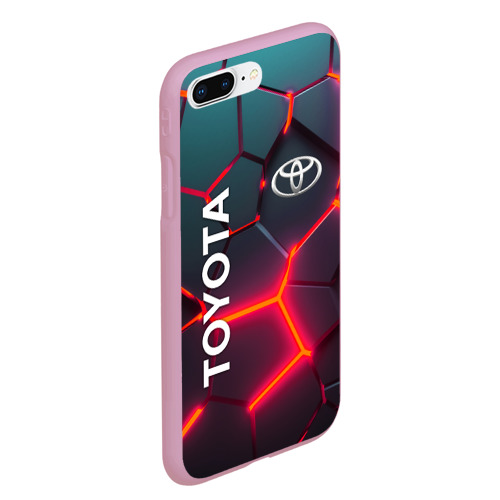 Чехол для iPhone 7Plus/8 Plus матовый Toyota 3D neon Тойота 3Д плиты неон, цвет розовый - фото 3