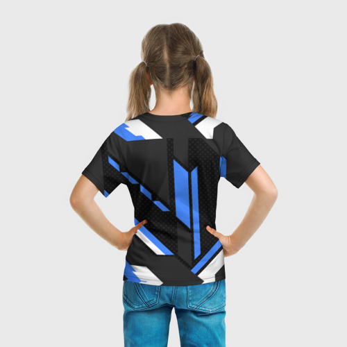 Детская футболка 3D Ниссан лого синия геометрия cyber, цвет 3D печать - фото 6