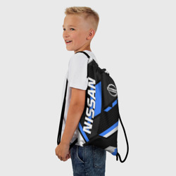 Рюкзак-мешок 3D Ниссан лого синия геометрия cyber - фото 2