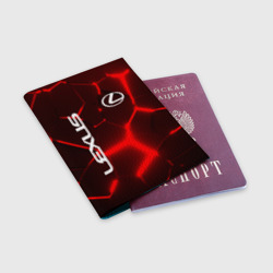 Обложка для паспорта матовая кожа Лексус красные 3Д плиты - фото 2