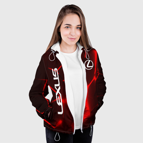 Женская куртка 3D Лексус красные 3Д плиты, цвет белый - фото 4