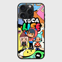 Чехол силиконовый для Apple iPhone 15 Pro матовый Toca Boca life Герои