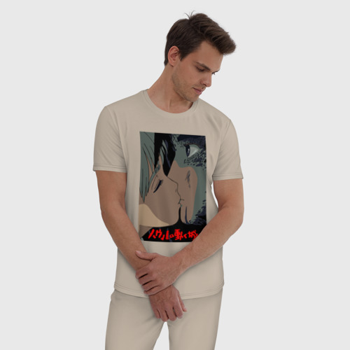 Мужская пижама хлопок HowlSophie, цвет миндальный - фото 3