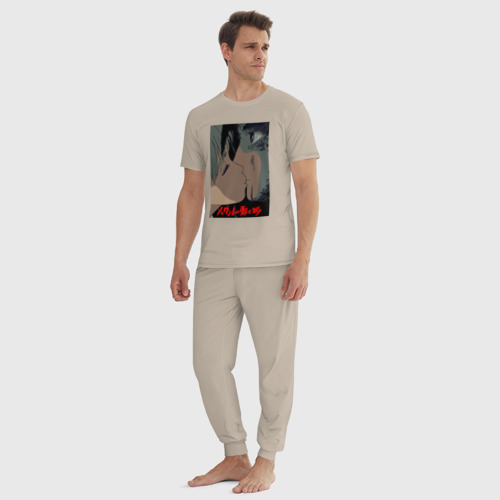 Мужская пижама хлопок HowlSophie, цвет миндальный - фото 5