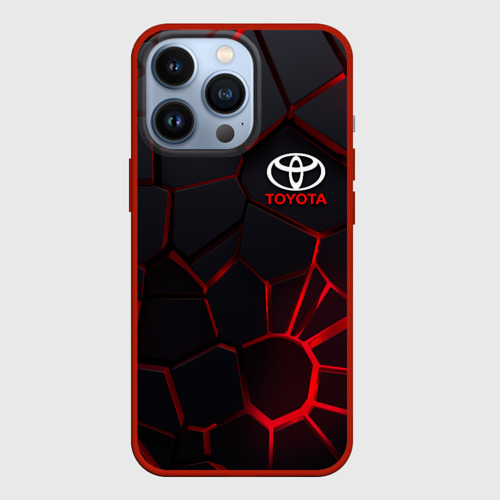 Чехол для iPhone 13 Pro Тойота 3D плиты с подсветкой, цвет красный