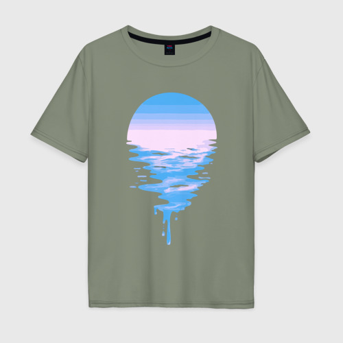 Мужская футболка хлопок Oversize с принтом Луна | море, вид спереди #2