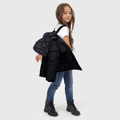 Зимняя куртка для девочек 3D Карбоновые очень тёмные плиты, цвет черный - фото 6