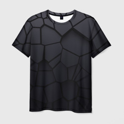 Мужская футболка 3D Карбоновые очень тёмные плиты