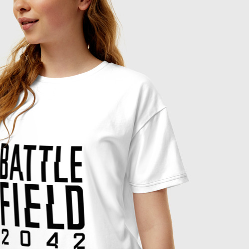 Женская футболка хлопок Oversize Battlefield 2042 логотип, цвет белый - фото 3